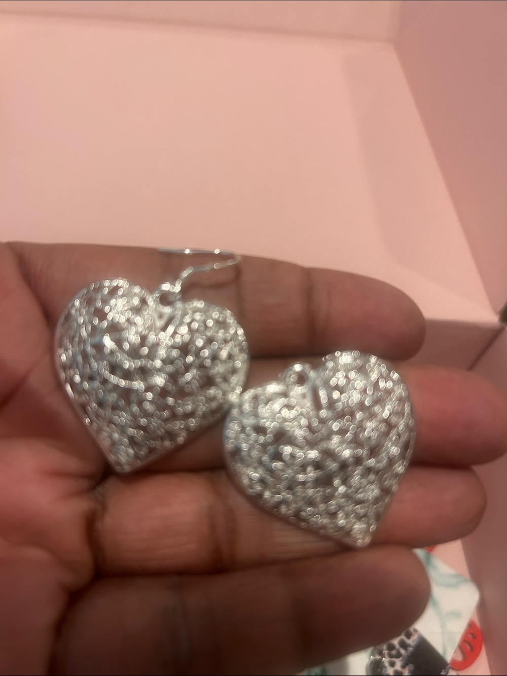 Silver Filigree Heart Drop Earrings - Elegant Women's Jewelry